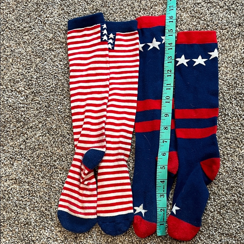 Red and Blue Striped Star Socks